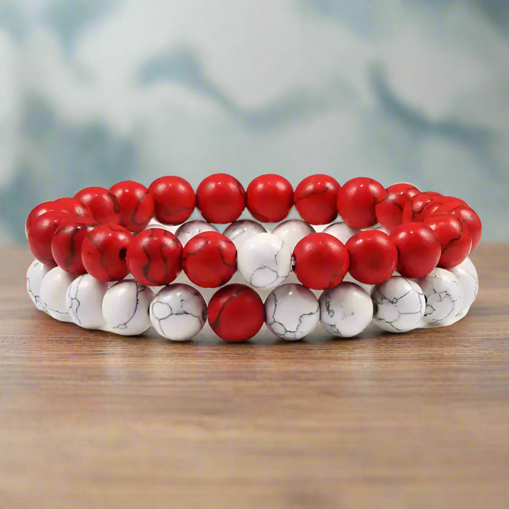 2 Piece Marble, Lave, & Natural Stone Bracelet Set - Kim’s Signature Beauty & Accessories    