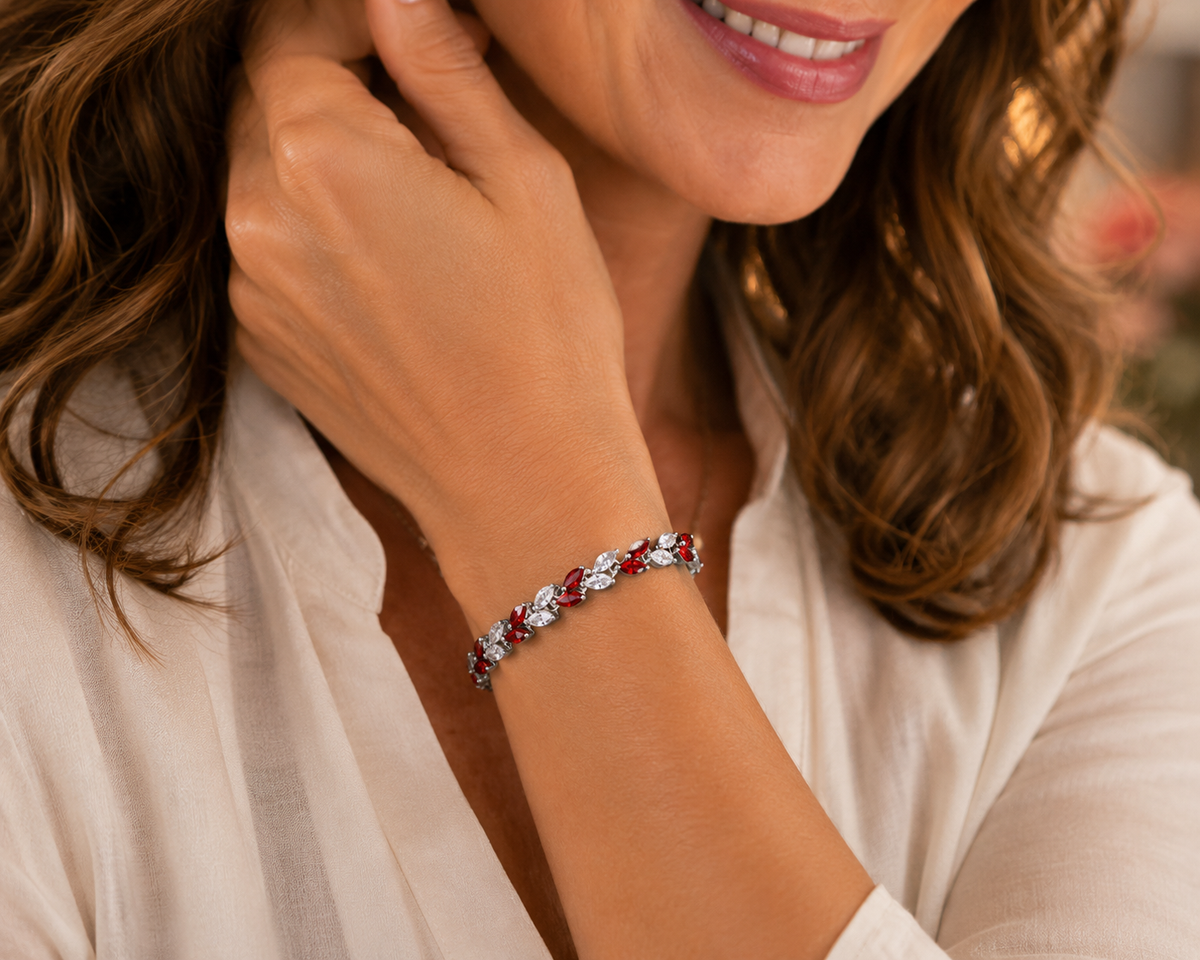 Nature’s Elegance Silver Leaf CZ Bracelet