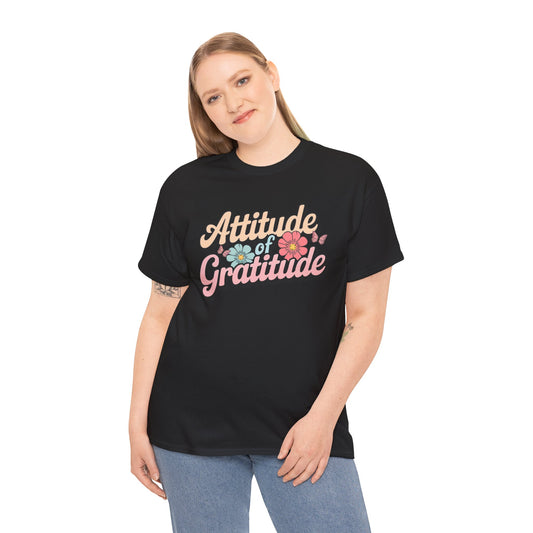 Gratitude Floral Tee - Positive Vibes Shirt - Kim’s Signature Beauty & Accessories    (Store description)