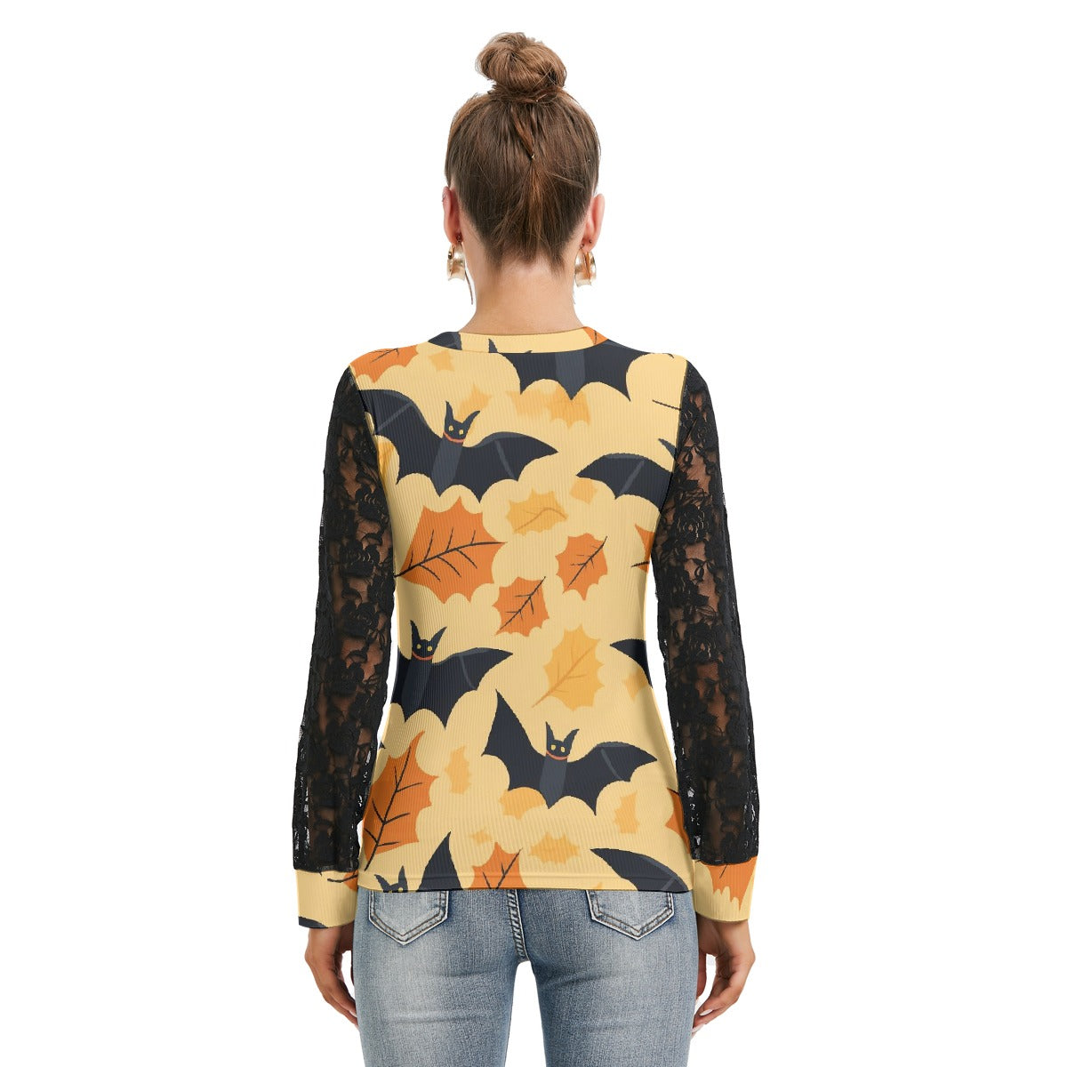 Get Batty T-shirt with Black Lace Sleeves - Kim’s Signature Beauty & Accessories    