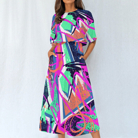 Neon Love Elastic Waist Dress - Kim’s Signature Beauty & Accessories    