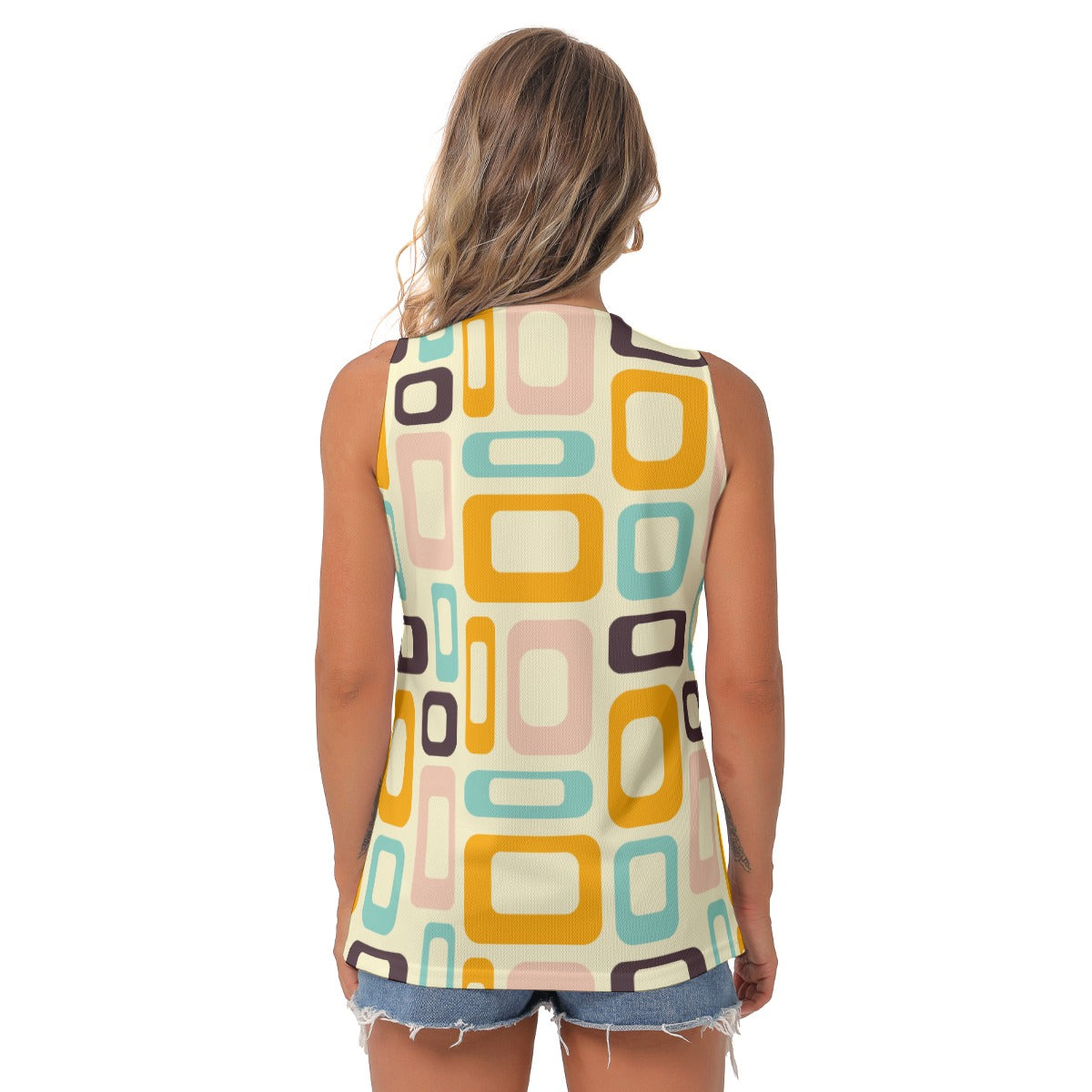 Retro time | Sleeveless V-Neck Top - Kim’s Signature Beauty & Accessories    (Store description)