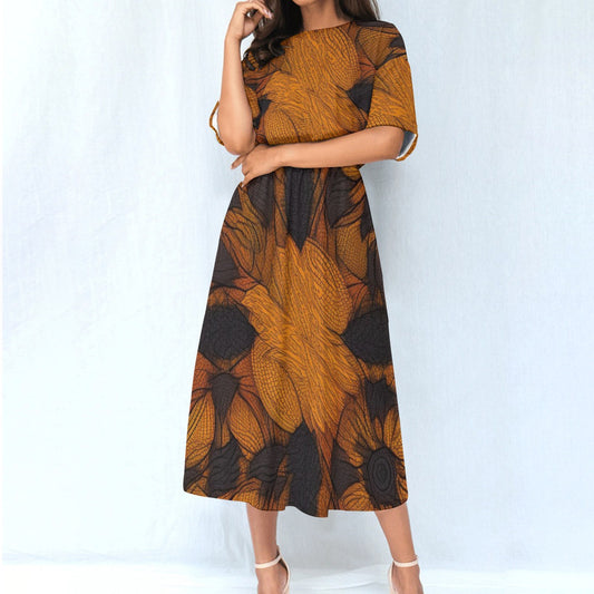 Brown & Black Elastic Waist Dress - Kim’s Signature Beauty & Accessories    (Store description)
