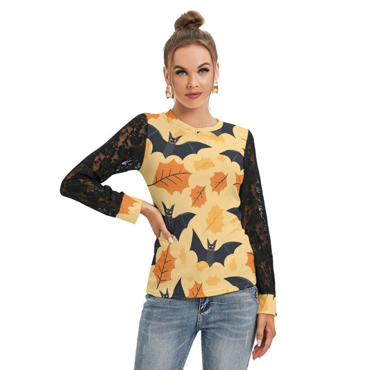 Get Batty T-shirt with Black Lace Sleeves - Kim’s Signature Beauty & Accessories    