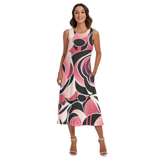 Midnight Blush | Sleeveless Dress With Diagonal Pocket - Kim’s Signature Beauty & Accessories    