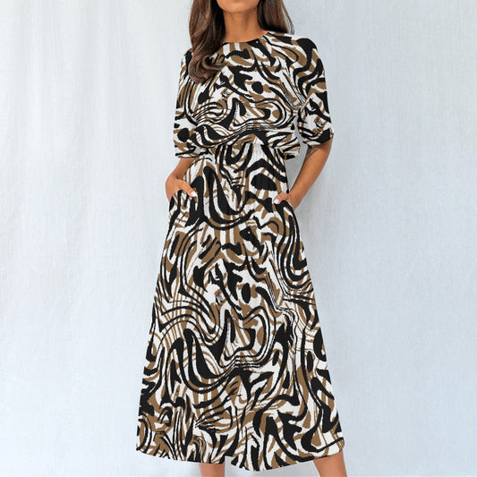 Black Geo Elastic Waist Dress - Kim’s Signature Beauty & Accessories    