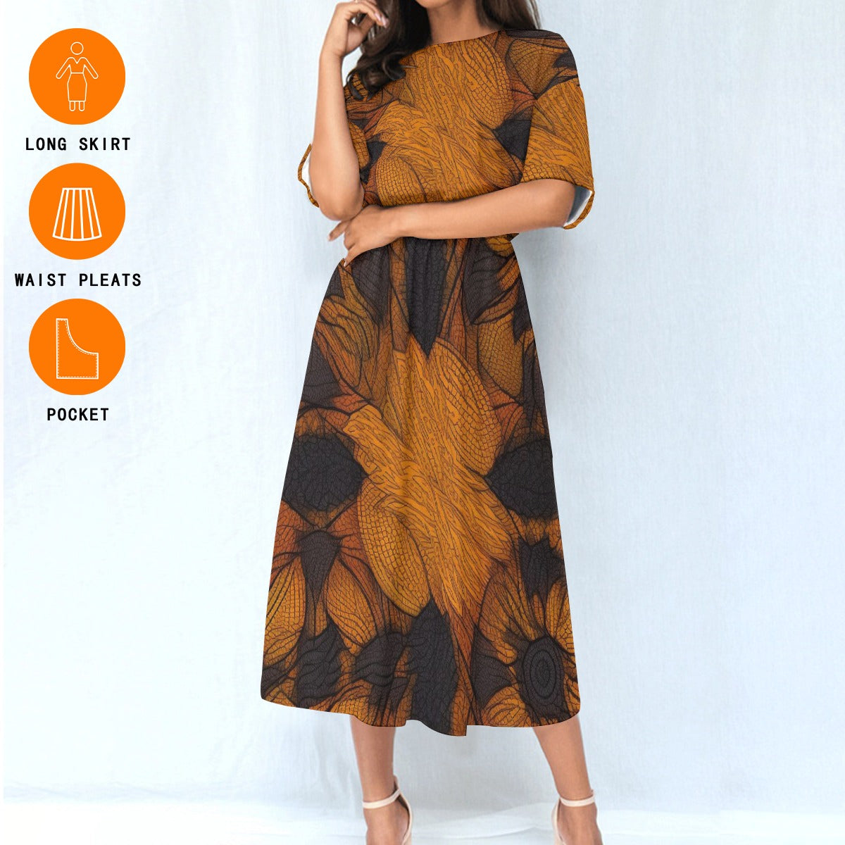 Brown & Black Elastic Waist Dress - Kim’s Signature Beauty & Accessories    (Store description)