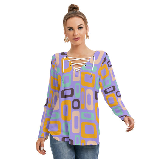 Chic Geometric Tie Blouse - Kim’s Signature Beauty & Accessories    