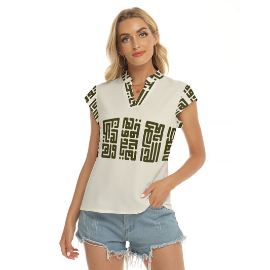Over the edge |  V-neck Short Sleeve Blouse - Kim’s Signature Beauty & Accessories    