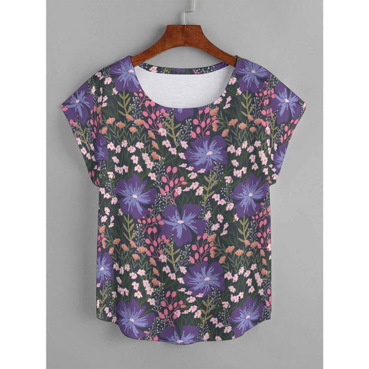 Purple Beauty | Curved Hem T-shirt (Plus Size) - Kim’s Signature Beauty & Accessories    