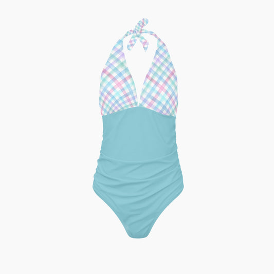 Pastel Plaid | Women's One-Piece Swimsuit - Kim’s Signature Beauty & Accessories    