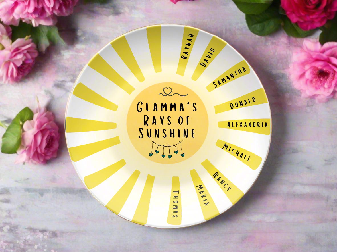 [Name]'s Rays of Sunshine Personalized Plate - Kim’s Signature Beauty & Accessories    (Store description)