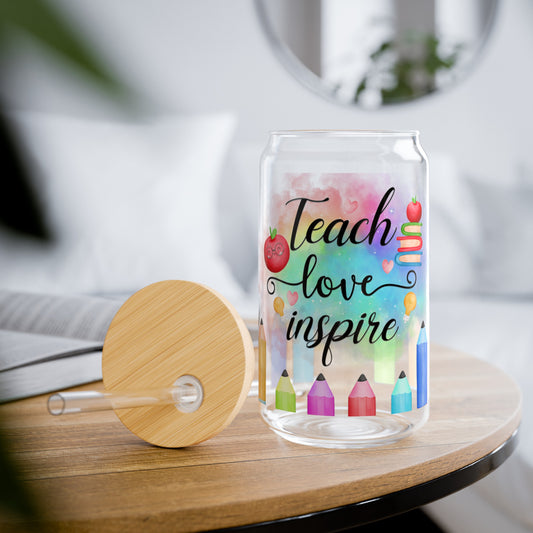Teach, Love, Inspire Sipper Glass - Kim’s Signature Beauty & Accessories    (Store description)