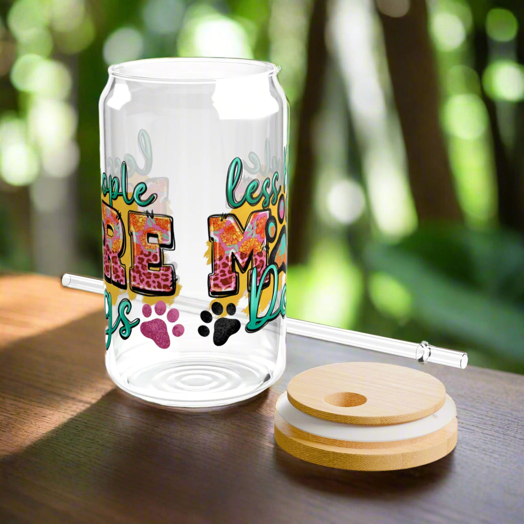 Less People, More Dogs | Sipper Glass, 16oz - Kim’s Signature Beauty & Accessories    (Store description)