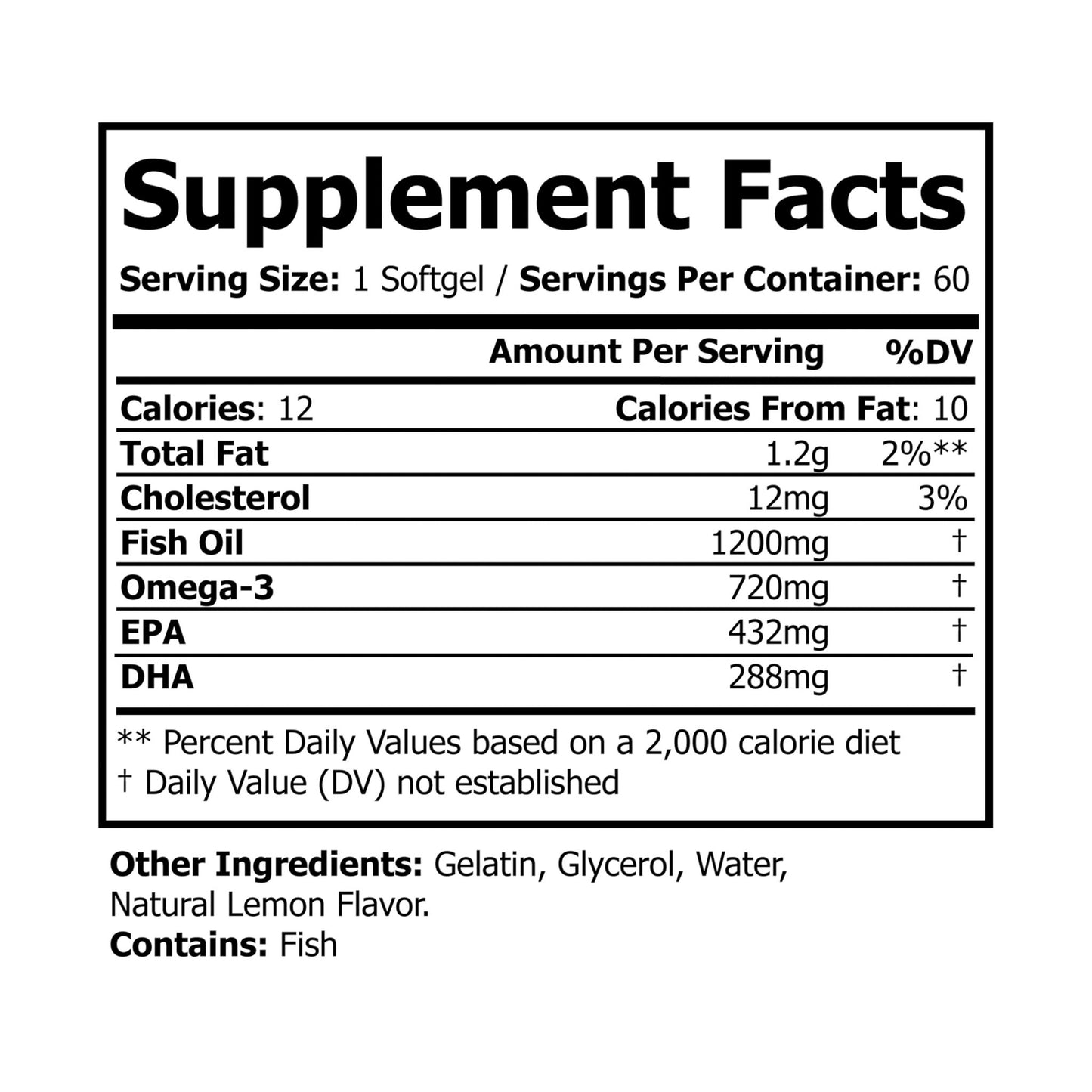 Omega 3 Fish Oil Supplement (60 Softgels) - Kim’s Signature Beauty & Accessories    (Store description)