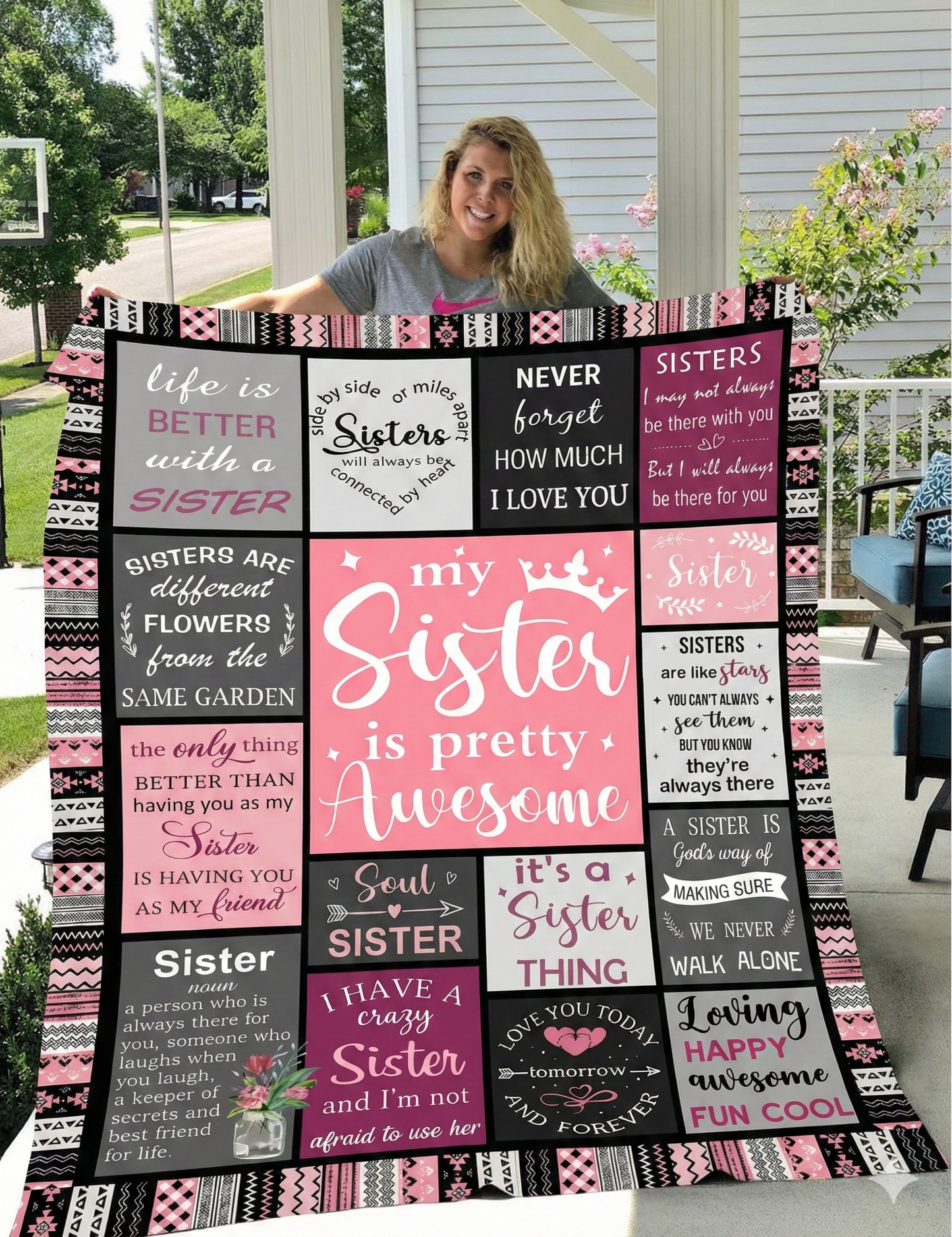 My Sister is Pretty Awesome Coral Fleece Blanket (60X80)