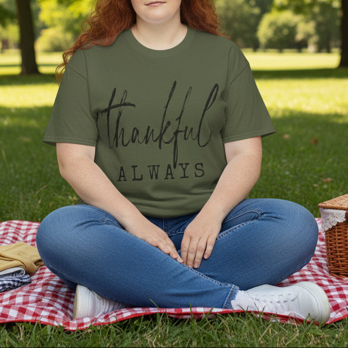 Thankful Always T-Shirt – Minimalist Gratitude Thanksgiving Tee - Kim’s Signature Beauty & Accessories    