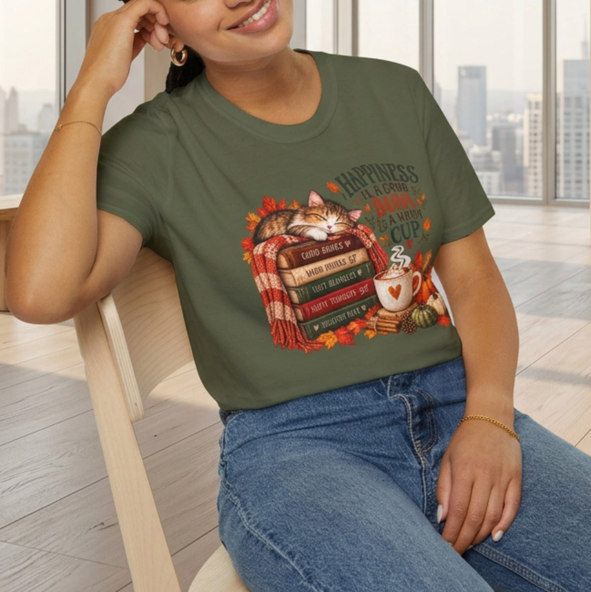 Happiness Is a Good Book and a Cup of Tea T-Shirt