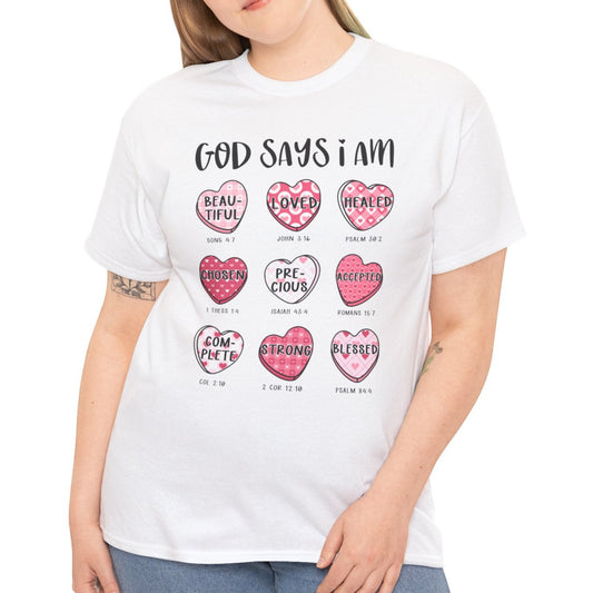 God Says I Am Candy Heart Tee - Kim’s Signature Beauty & Accessories    (Store description)