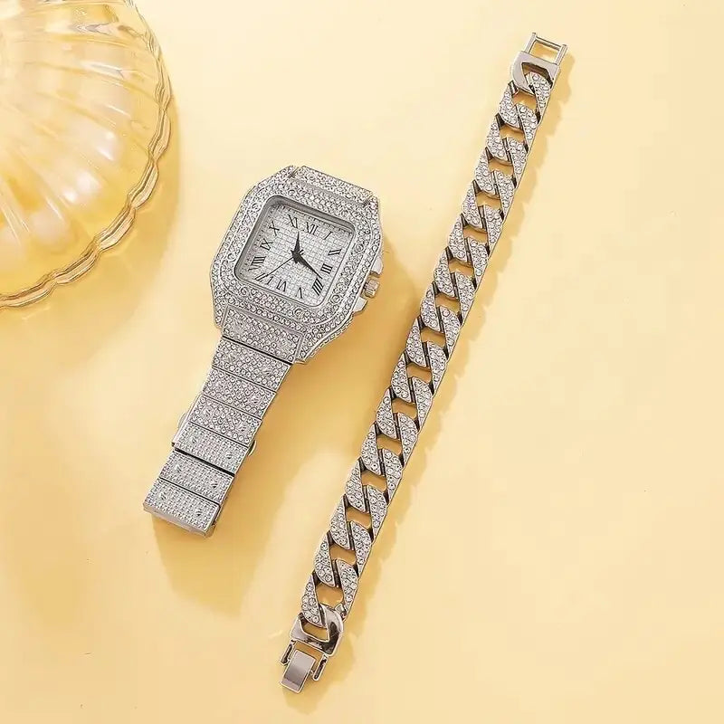 2Pcs Set Diamond Women Watches - Kim’s Signature Beauty & Accessories    