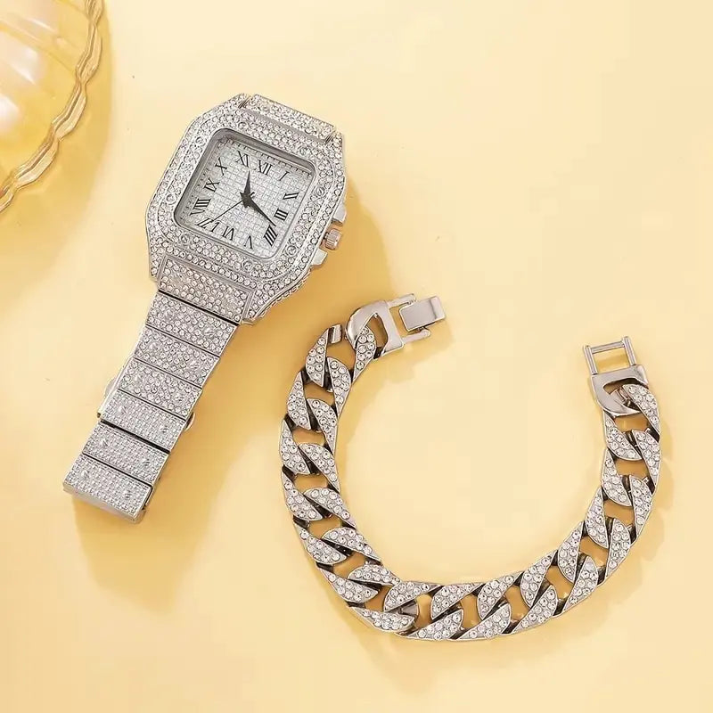 2Pcs Set Diamond Women Watches - Kim’s Signature Beauty & Accessories    