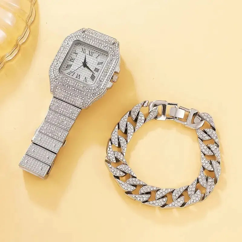 2Pcs Set Diamond Women Watches - Kim’s Signature Beauty & Accessories    