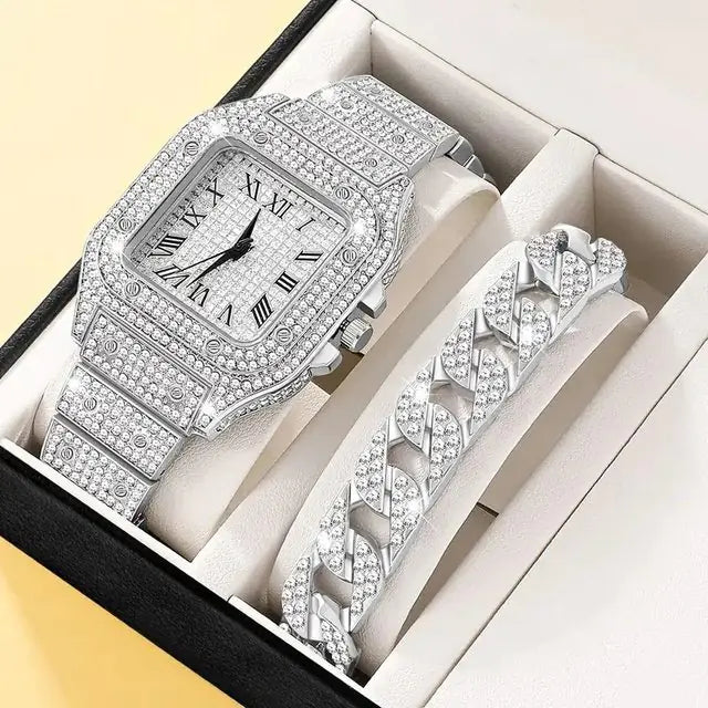 2Pcs Set Diamond Women Watches - Kim’s Signature Beauty & Accessories    