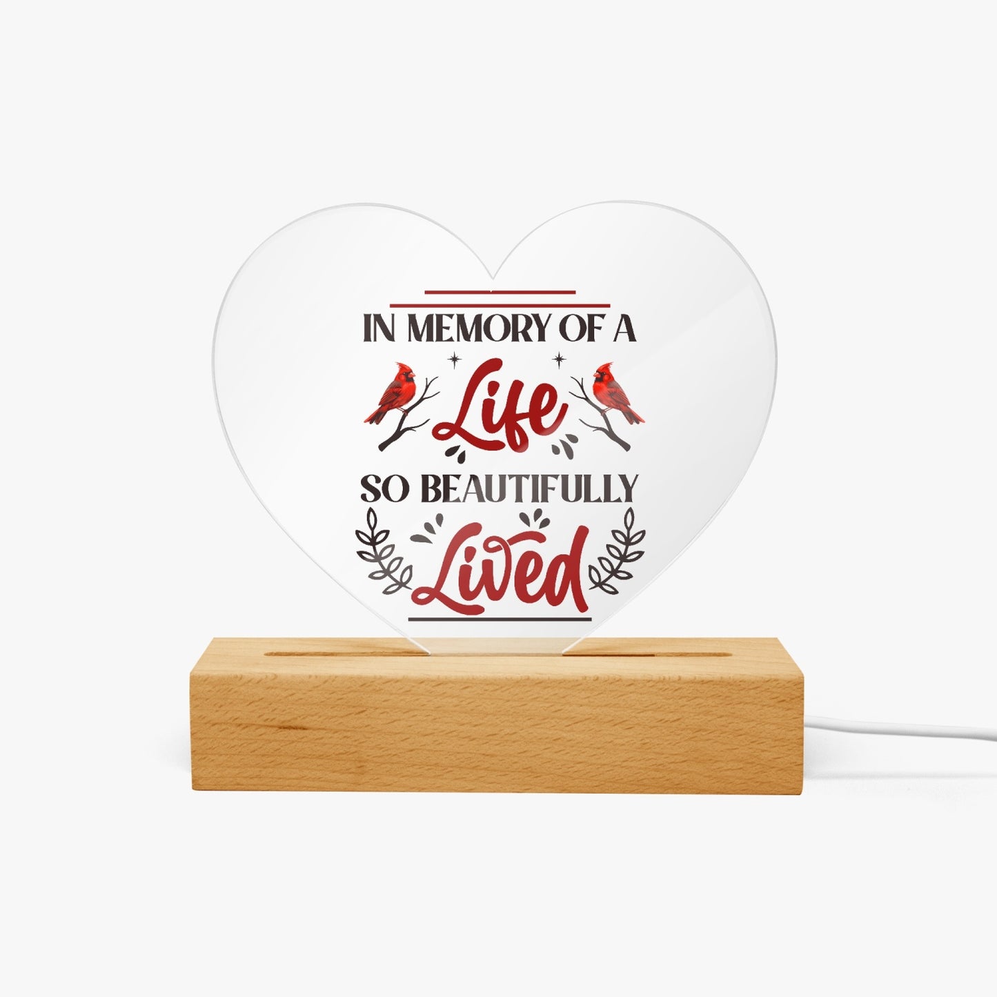 In Memory Acrylic Plaque with Stand - Heart - Kim’s Signature Beauty & Accessories    