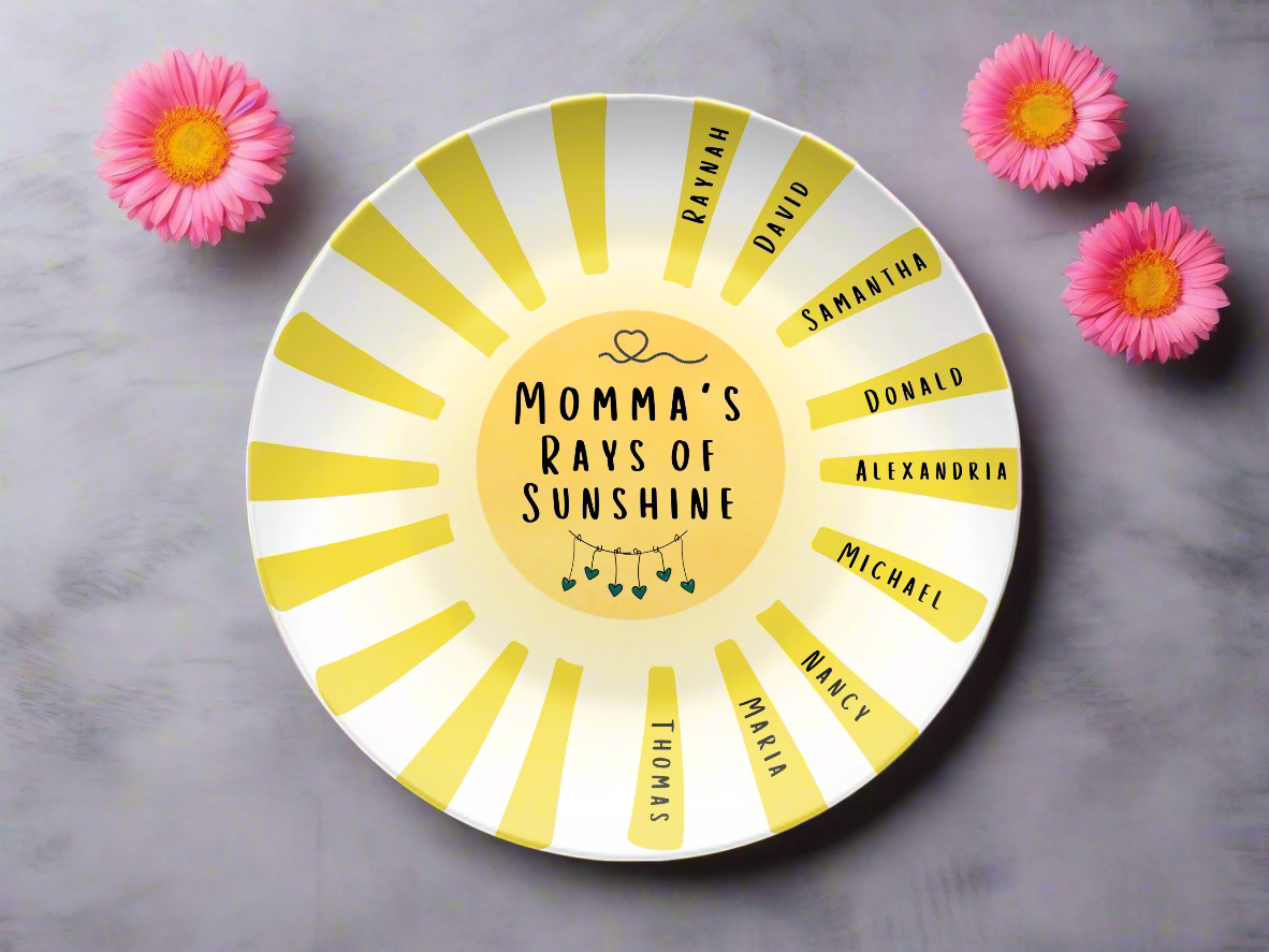 [Name]'s Rays of Sunshine Personalized Plate - Kim’s Signature Beauty & Accessories    (Store description)