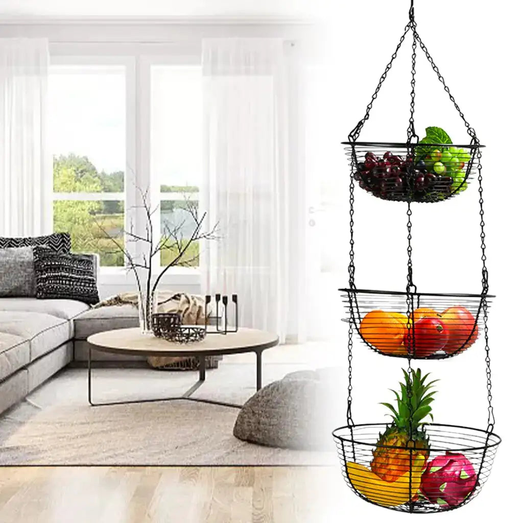 3-Tier Hanging Fruit Basket - Kim’s Signature Beauty & Accessories    