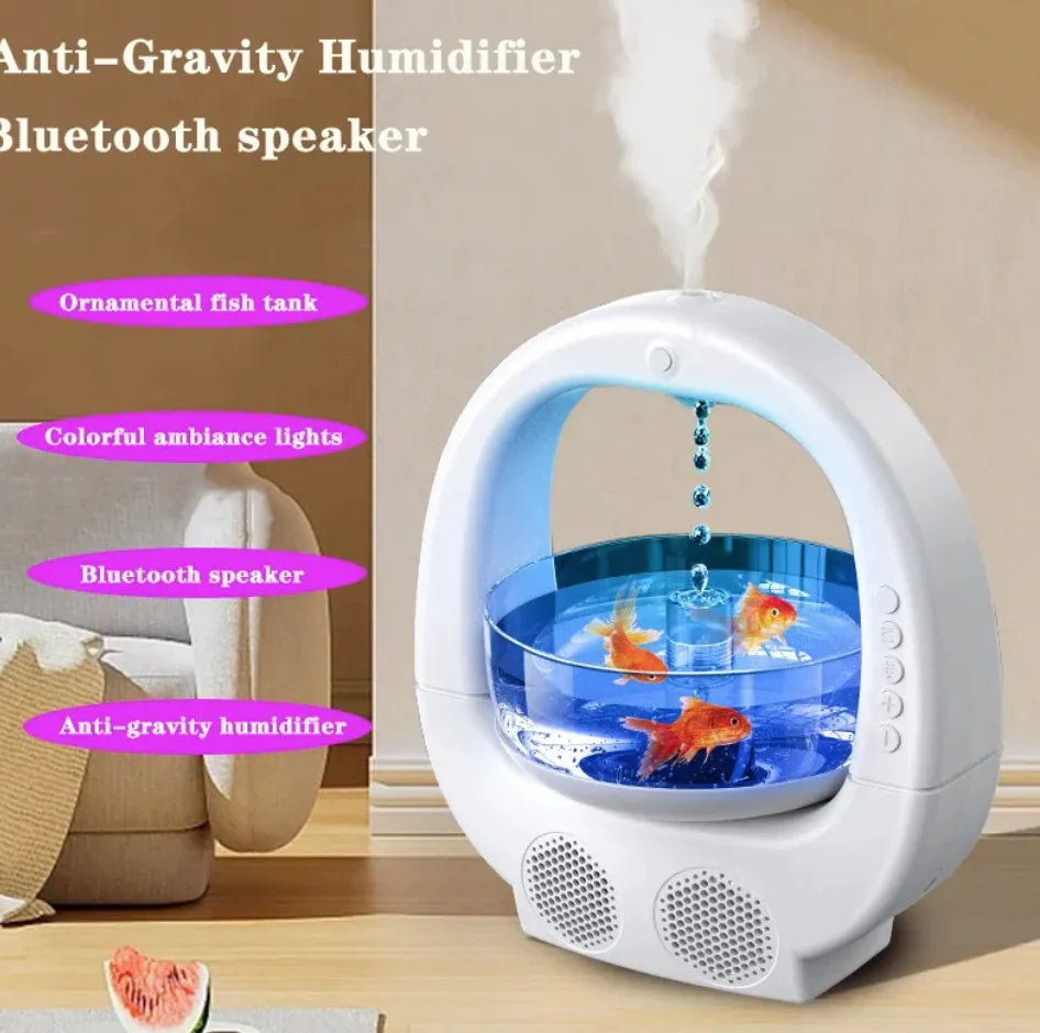 3-in-1 Anti-Gravity Humidifier with Aromatherapy, Bluetooth Speaker, and Fish Tank Light - Kim’s Signature Beauty & Accessories    