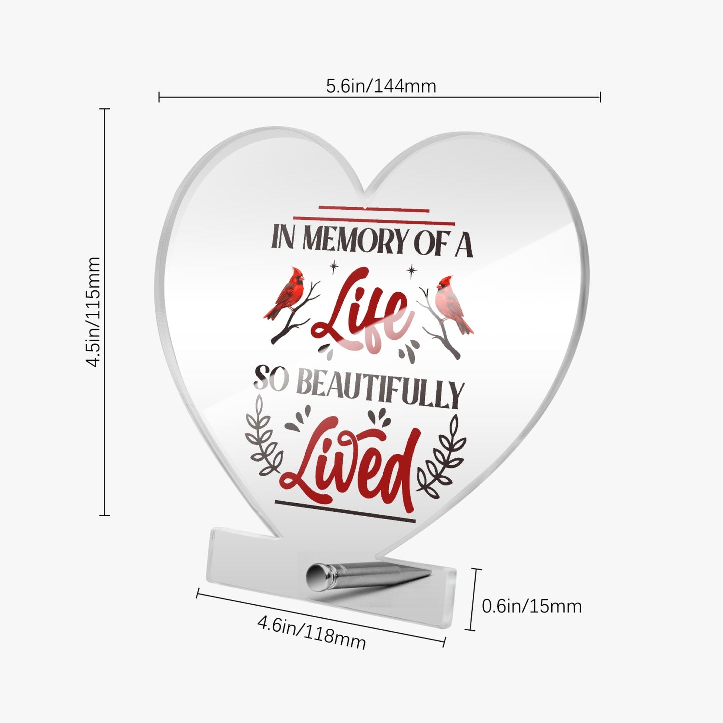 In Memory Acrylic Plaque with Stand - Heart - Kim’s Signature Beauty & Accessories    