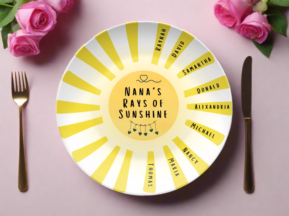 [Name]'s Rays of Sunshine Personalized Plate - Kim’s Signature Beauty & Accessories    (Store description)