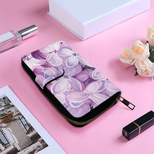 Purple Floral Long Leather Wallet - Kim’s Signature Beauty & Accessories    