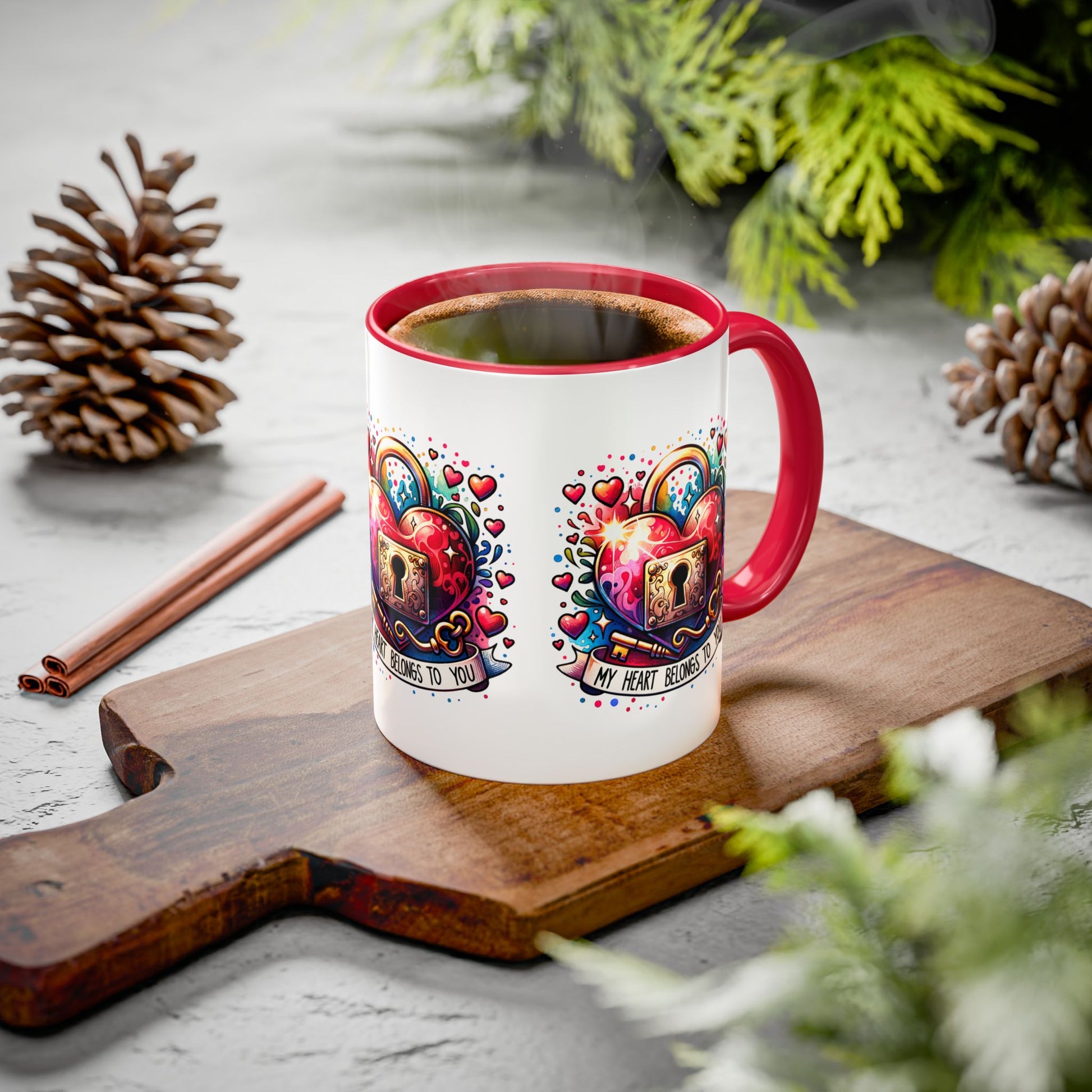 My Heart Belongs to You Colorful Mugs (11oz, 15oz) - Kim’s Signature Beauty & Accessories    (Store description)