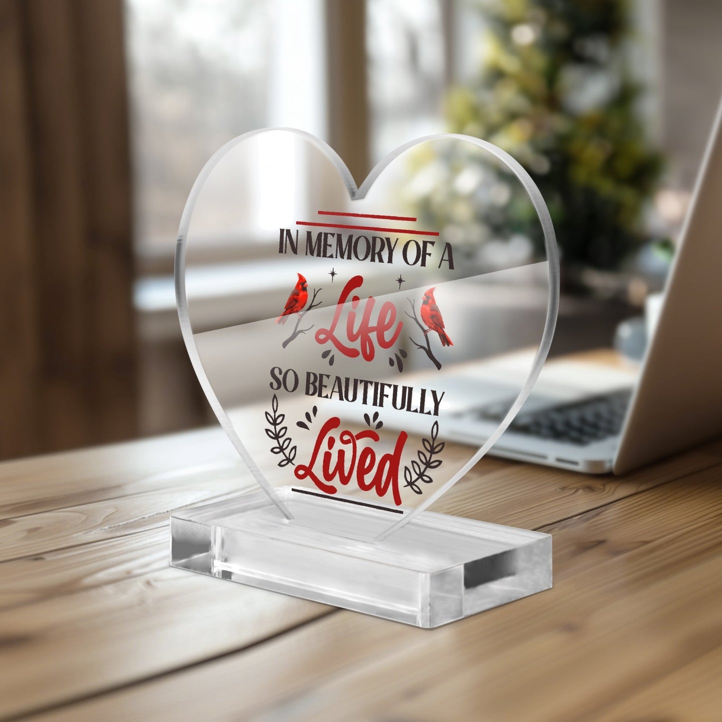 In Memory Acrylic Plaque with Stand - Heart - Kim’s Signature Beauty & Accessories    