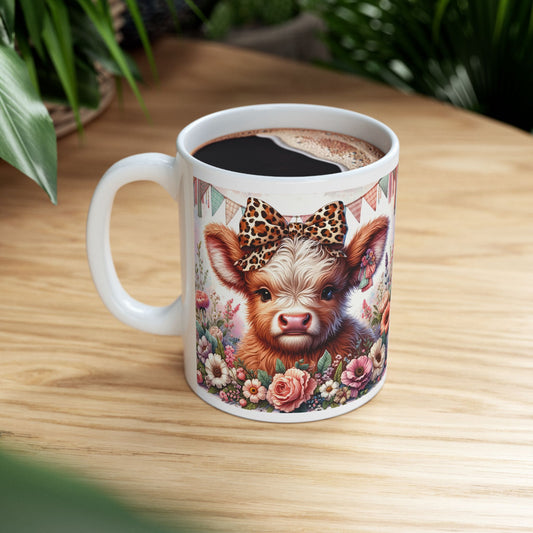 🐄🌻 Highland Cow Leopard Print Hair Bow Mug - Kim’s Signature Beauty & Accessories    (Store description)