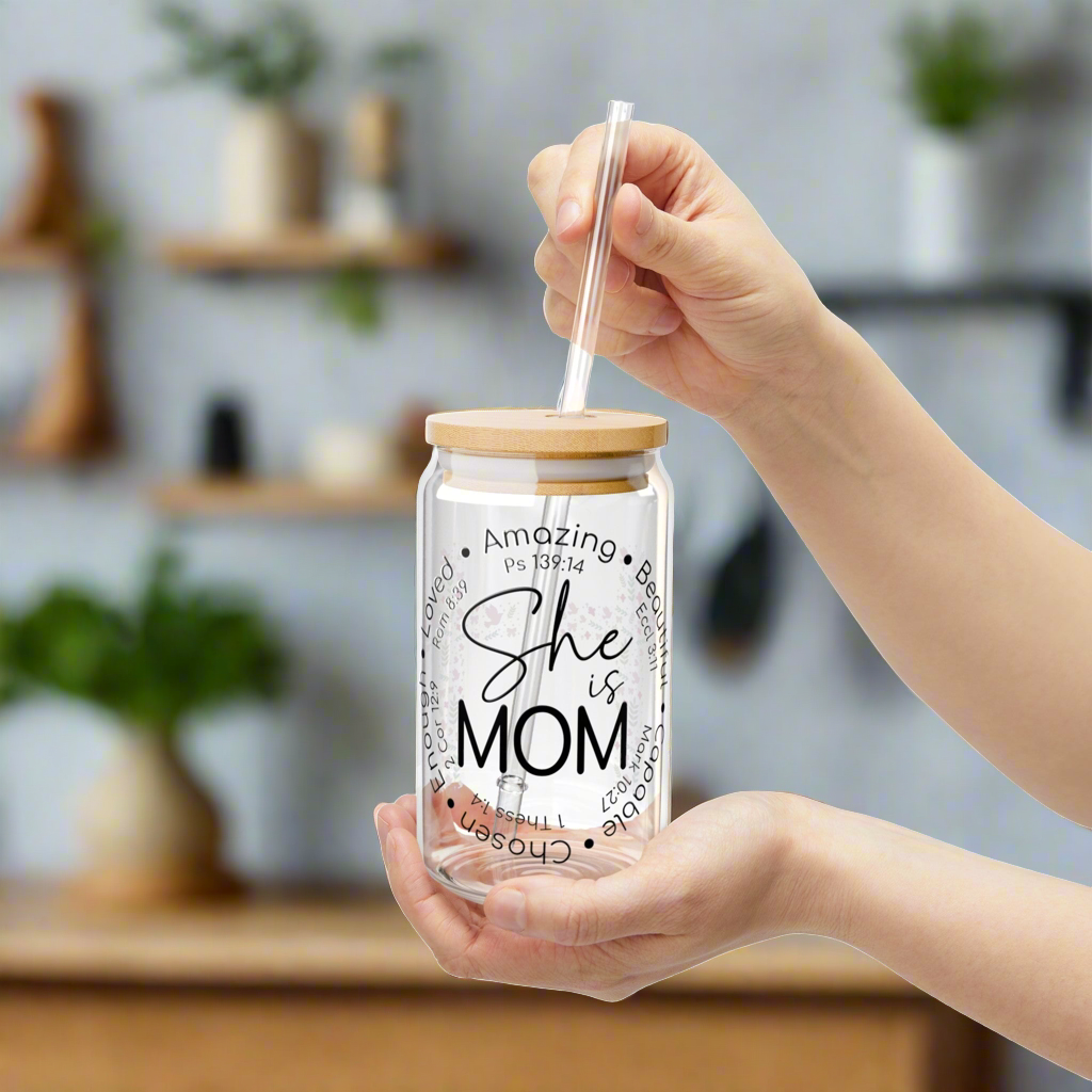 She is MOM | Sipper Glass - Kim’s Signature Beauty & Accessories    (Store description)
