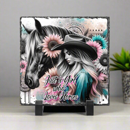 Just a Girl Who Loves Horses Square Plaque - Kim’s Signature Beauty & Accessories    (Store description)
