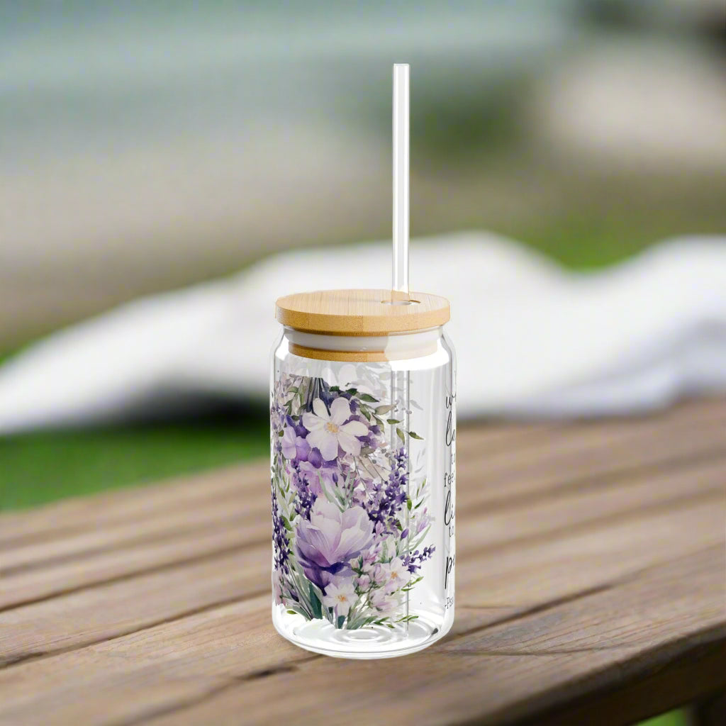 Psalm 119:105 Inspirational Sipper Glass with Floral Design - Kim’s Signature Beauty & Accessories    (Store description)