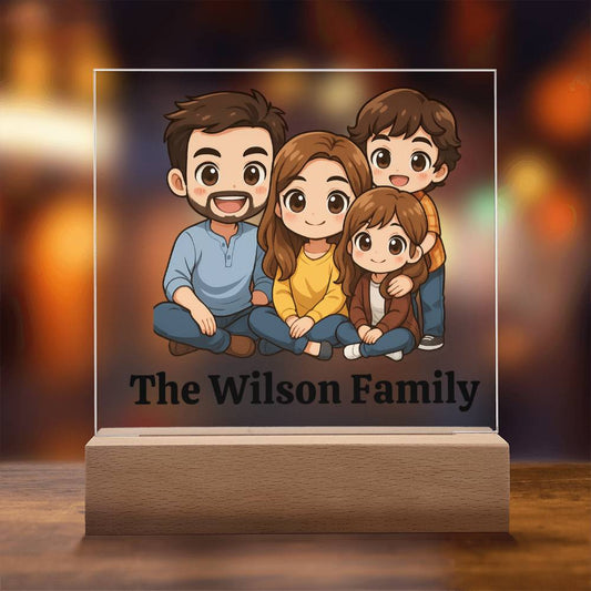 Custom Chibi Family Acrylic Plaque with LED Base - Kim’s Signature Beauty & Accessories    