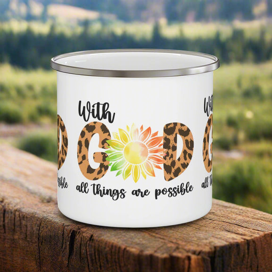 With God all things are possible Camping Mug - Kim’s Signature Beauty & Accessories    (Store description)