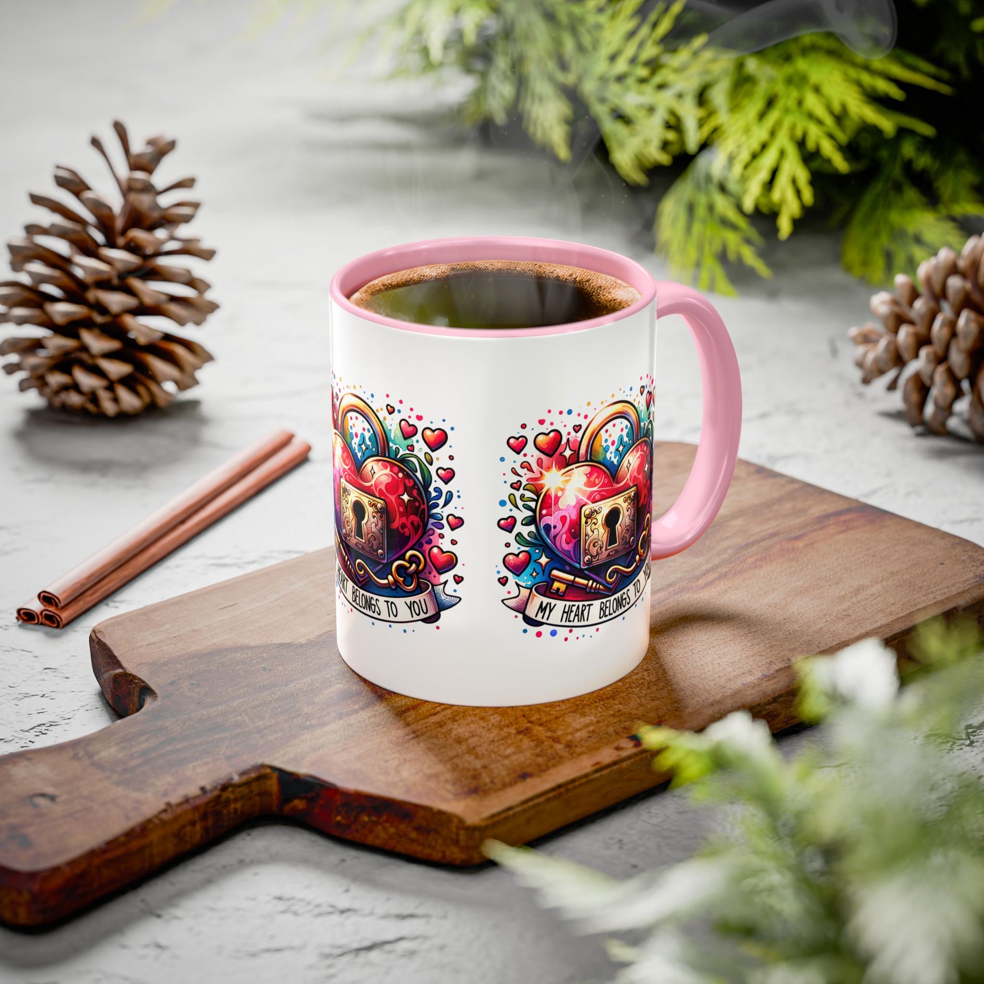 My Heart Belongs to You Colorful Mugs (11oz, 15oz) - Kim’s Signature Beauty & Accessories    (Store description)