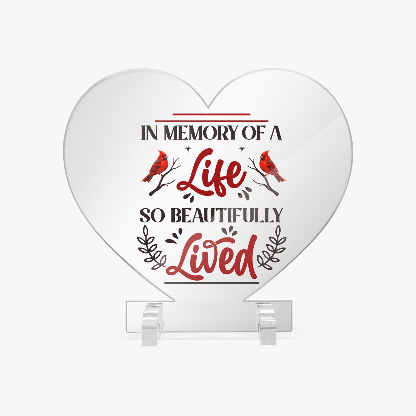 In Memory Acrylic Plaque with Stand - Heart - Kim’s Signature Beauty & Accessories    