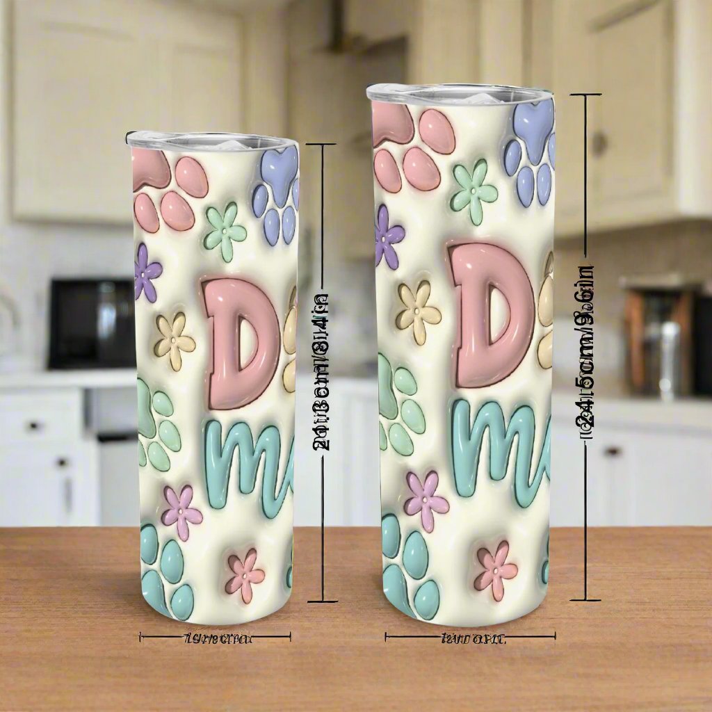 3D Dog Mom Tumbler with Paw Prints - Kim’s Signature Beauty & Accessories    