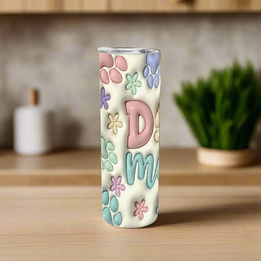 3D Dog Mom Tumbler with Paw Prints - Kim’s Signature Beauty & Accessories    