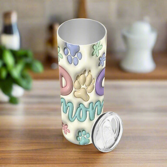 3D Dog Mom Tumbler with Paw Prints - Kim’s Signature Beauty & Accessories    