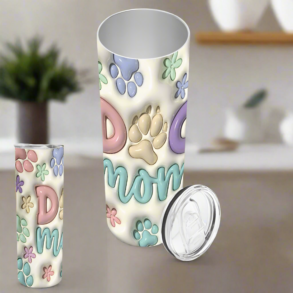 3D Dog Mom Tumbler with Paw Prints - Kim’s Signature Beauty & Accessories    