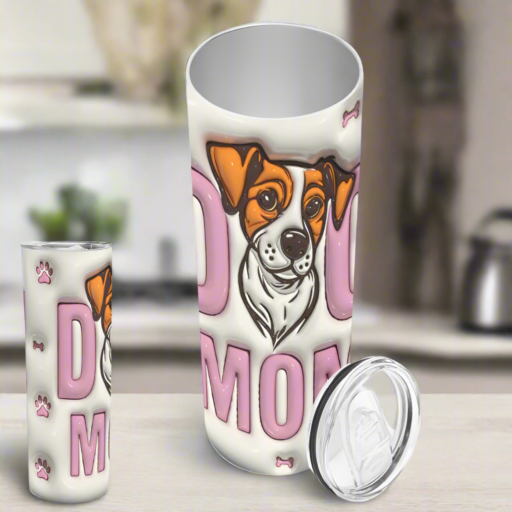 3D Dog Mom with Pup Skinny Tumbler - Kim’s Signature Beauty & Accessories    