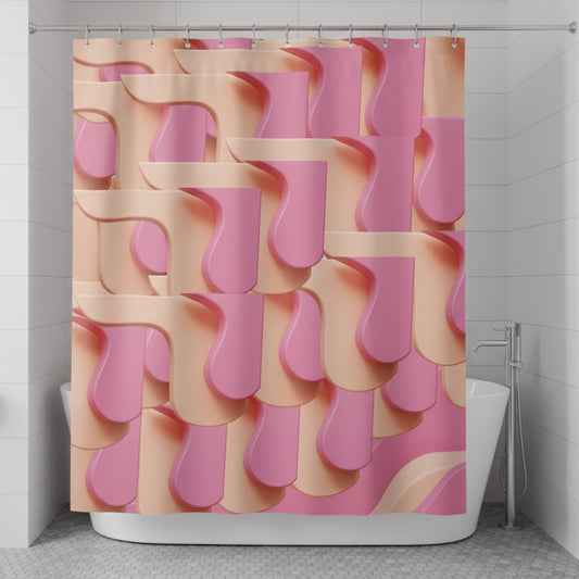 3D Pink Retro Design | Shower Curtain - Kim’s Signature Beauty & Accessories